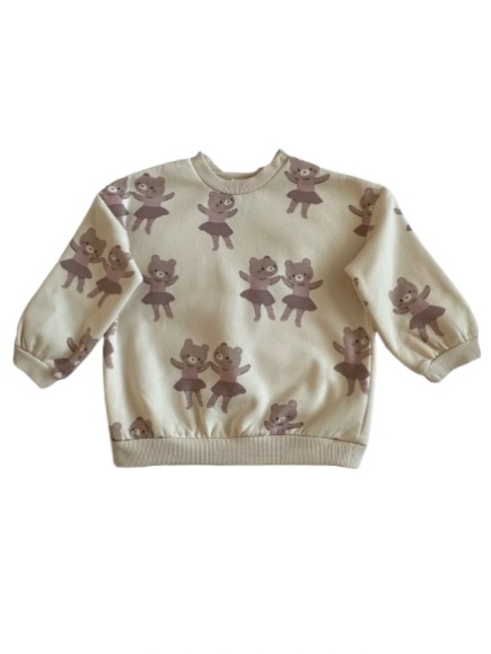 H&M Kids Girl's 2T Cream & Dancing Animal Print Long Sleeves Pullover Sweatshirt